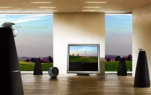 Bang & Olufsen BeoVision 9 with BeoLab 9 and BeoLab 2 sub woofer wallpapers 4K Ultra HD